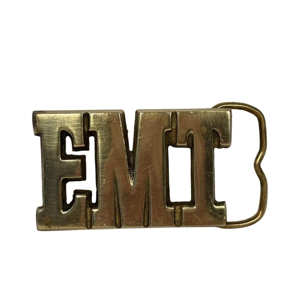 EMT Brass Vintage Belt Buckle Emergency Medical Technician